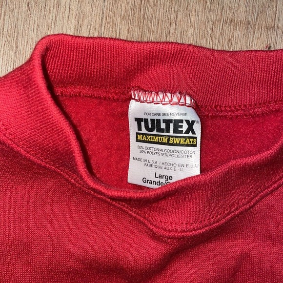 Vintage Tultex Red Fleece Sweatshirt‎ Pullover Made in USA Blank Mens Large - Picture 3 of 6